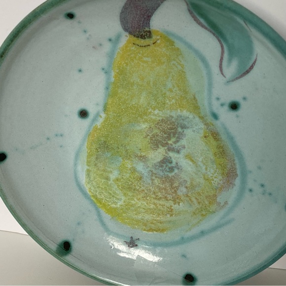 Hand made Pottery Plate with a pear Hand Thrown Signed Burdick 7” Decor EUC - Picture 5 of 15